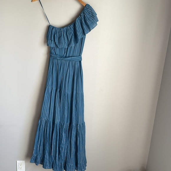 KARINA GRIMALDI Dafne One Shoulder Maxi Dress in Blue Small - Picture 3 of 15